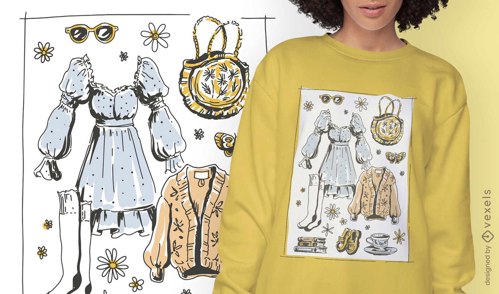 Diseño de camiseta de moda de estilo de vida Cottagecore.