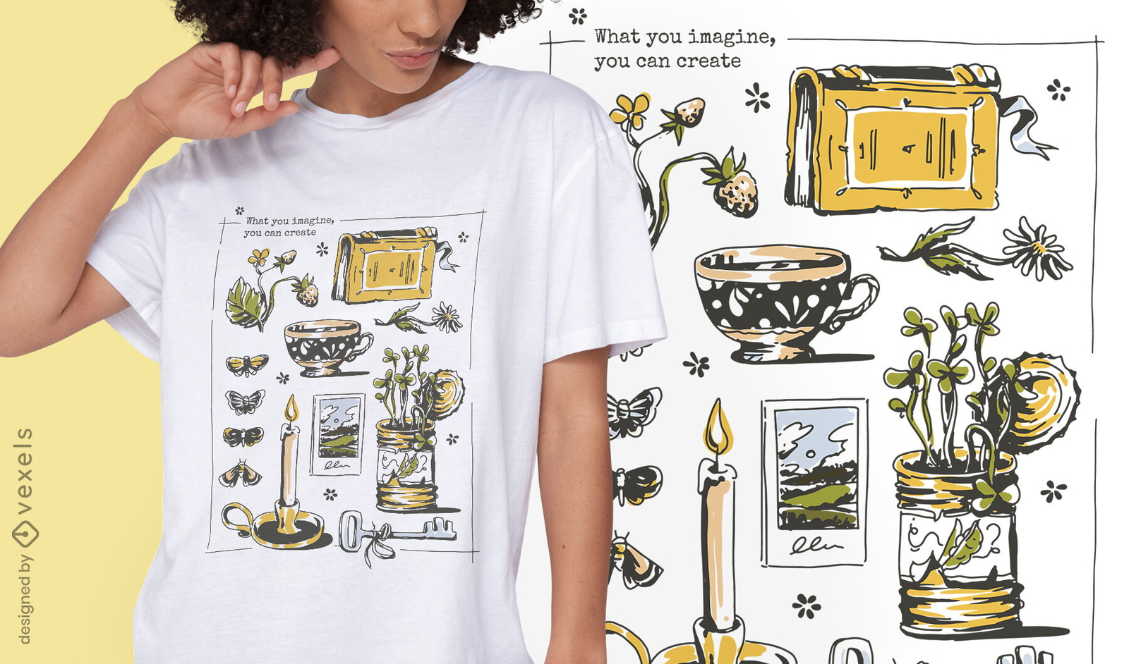 Diseño de camiseta de elementos de estilo de vida de Cottagecore.