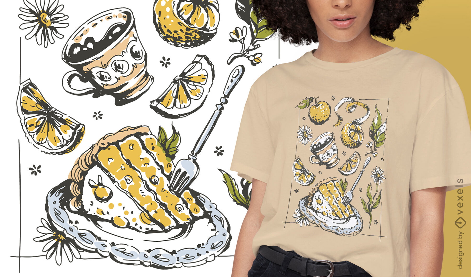Diseño de camiseta de comida de estilo de vida Cottagecore.