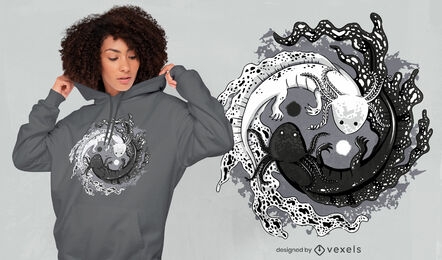 Axolotl yin yang balance t-shirt design