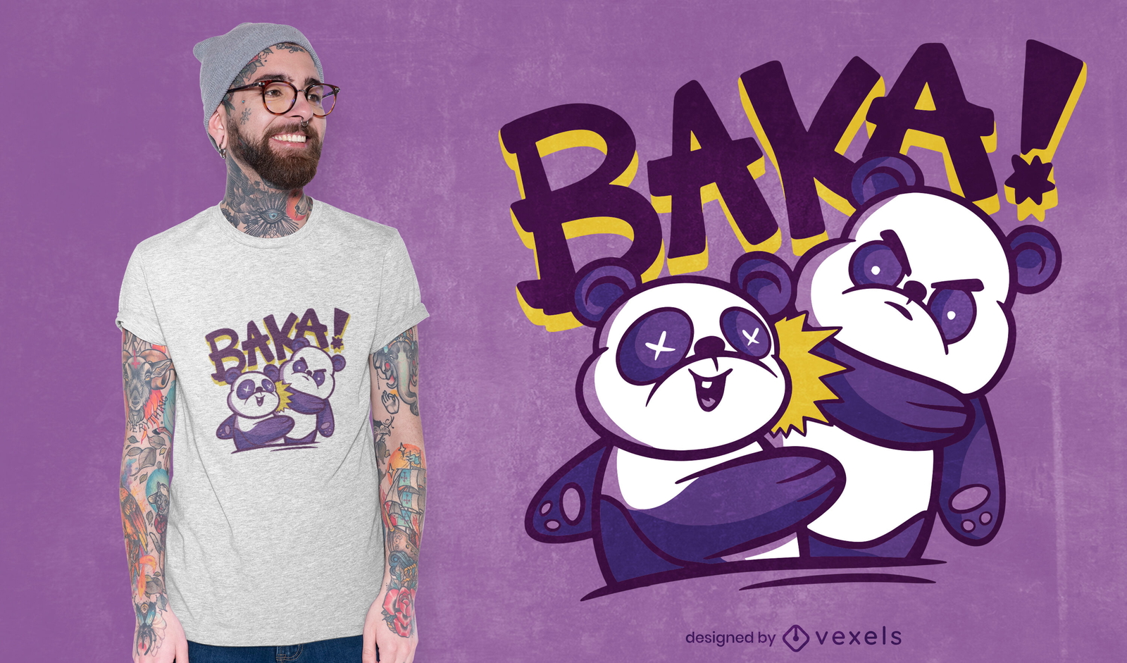 Diseño de camiseta baka slap panda