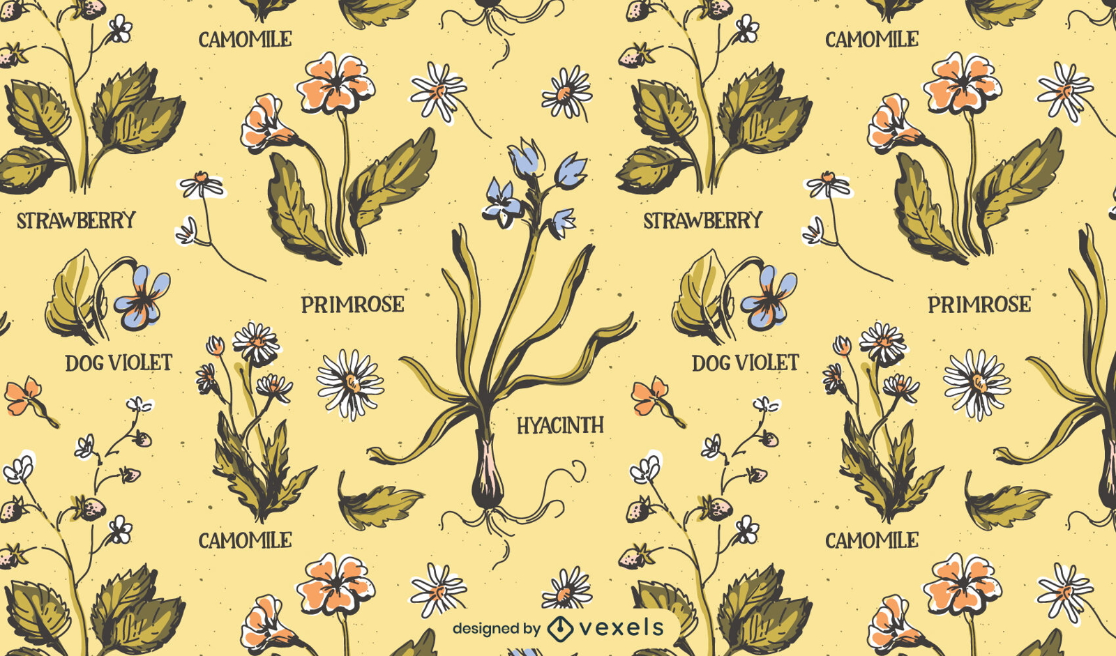 Diseño de patrón de naturaleza vintage de flores