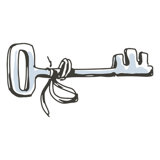 Key with a ribbon cottagecore icon PNG Design