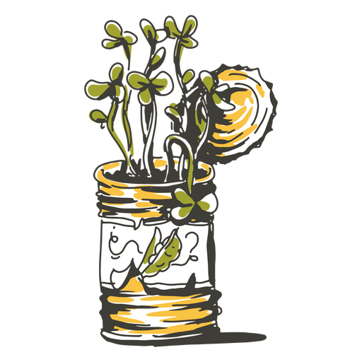 Plants growing in a can  PNG Design
