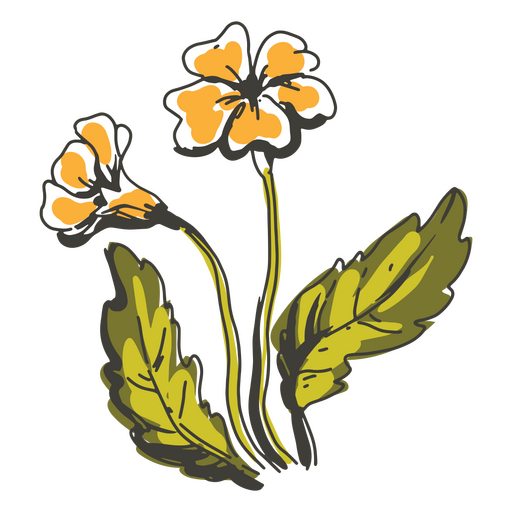 Orange flowers cottagecore illustration PNG Design