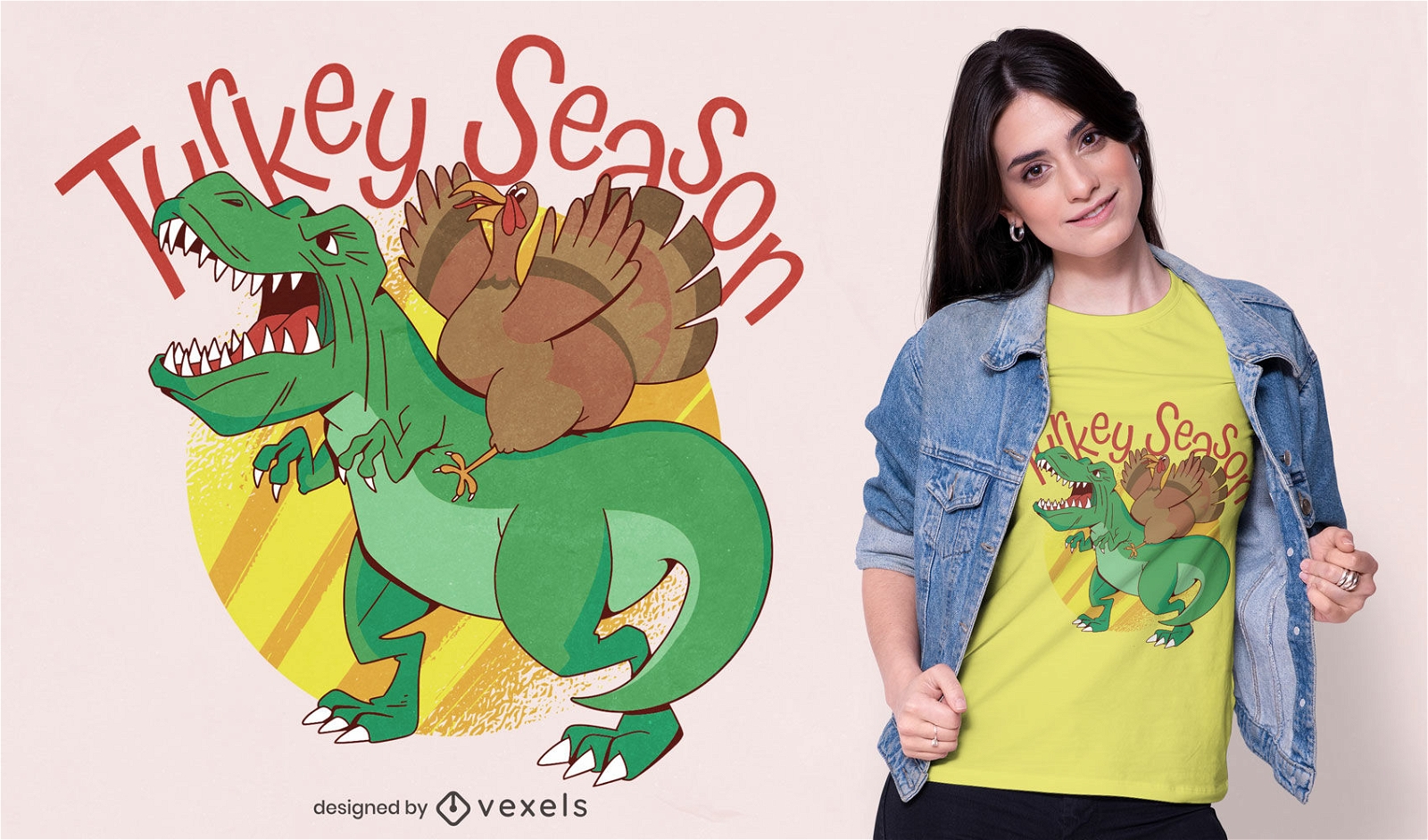 Turkey season t-rex t-shirt design