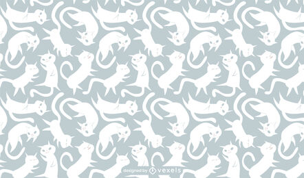 Diseño de patrón animal gato blanco feliz
