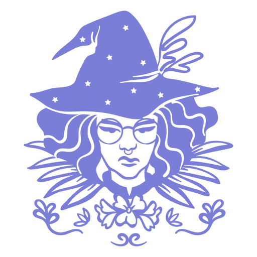 Young witch with glasses decorative icon PNG Design