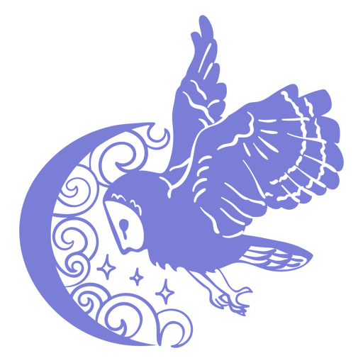 Icono decorativo de búho y luna Diseño PNG