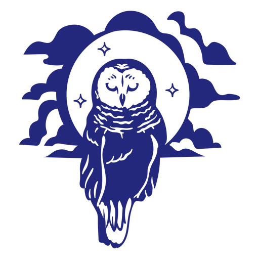 Búho detallado con luna Diseño PNG