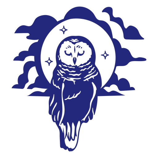 Detailed owl with moon  PNG Design