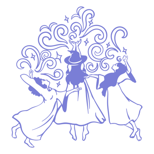 Three witches dancing spell PNG Design