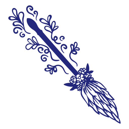 A vassoura voadora floral da bruxa Desenho PNG