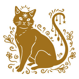 Ícone decorativo do gato da bruxa ornamental Desenho PNG Transparent PNG