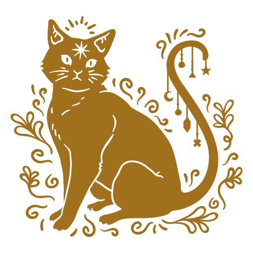 Icono decorativo de gato de bruja ornamental Diseño PNG
