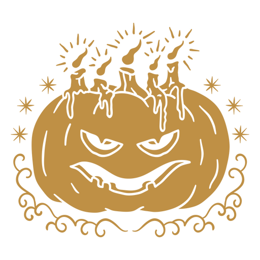 Carved pumpkin character with lit candles PNG Design