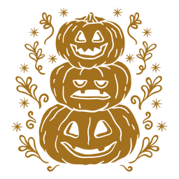 Carved pumpkin characters piled PNG Design