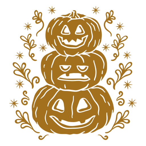 Carved pumpkin characters piled PNG Design