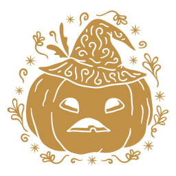 Geschnitzter Kürbis mit Hexenhut PNG-Design