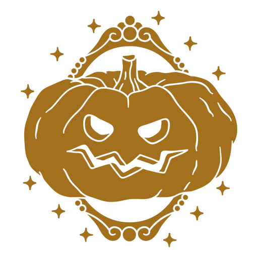 Angry ornamental carved pumpkin  PNG Design