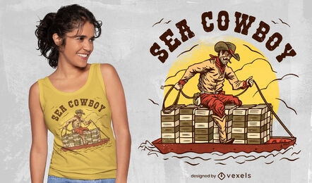 Design de t-shirt de cowboy do mar