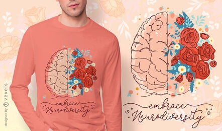 Diseño de camiseta de cerebro de neurodiversidad.