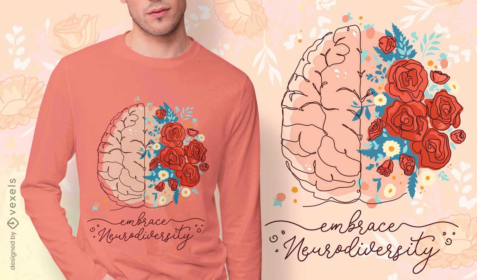 Diseño de camiseta de cerebro de neurodiversidad.