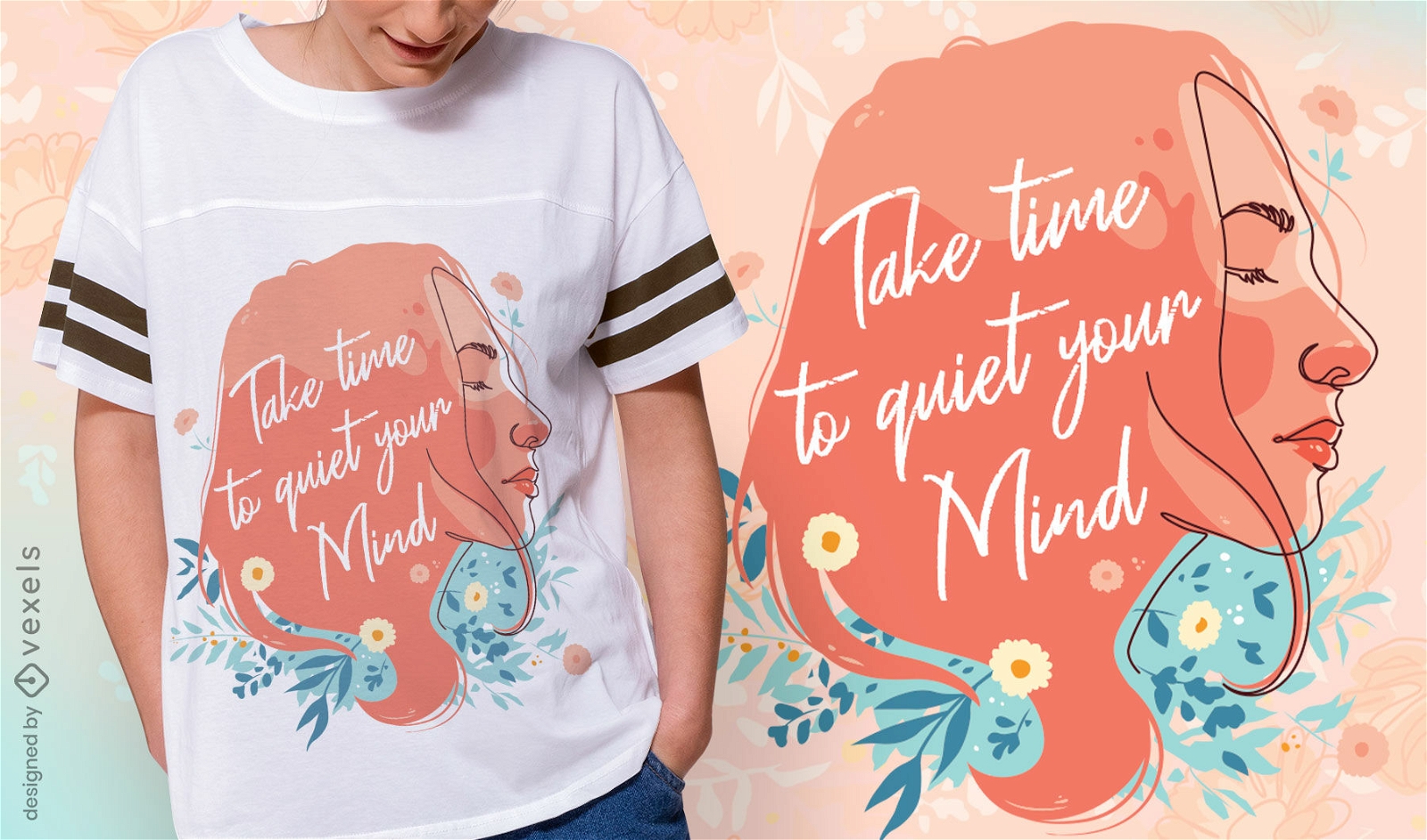 Quiet mind girl t-shirt design