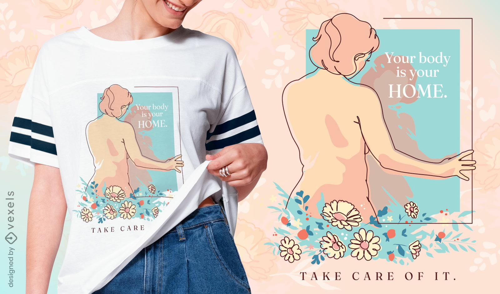 Desenho de t-shirt de citação motivacional de corpo feminino