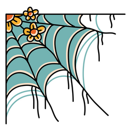 Icono de esquina de telaraña floral Diseño PNG