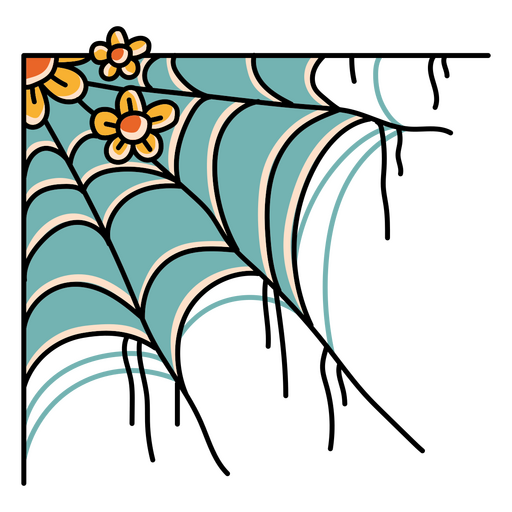 Icono de esquina de telaraña floral Diseño PNG