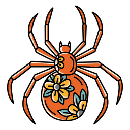 Floral spider traditional tattoo PNG Design