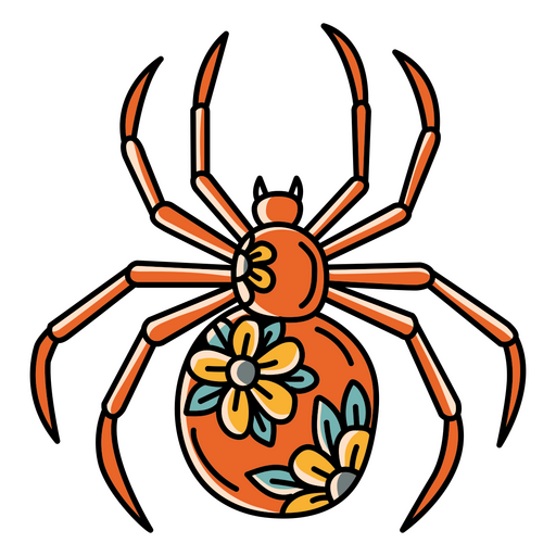 Tatuagem tradicional de aranha floral Desenho PNG