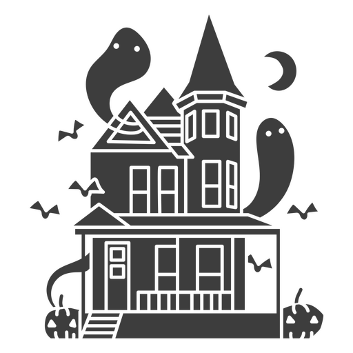 Haunted house with ghosts  PNG Design