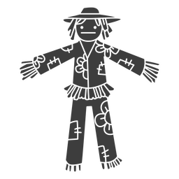 Scarecrow character with floral clothes PNG Design