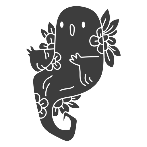 Personaje fantasma lindo floral Diseño PNG