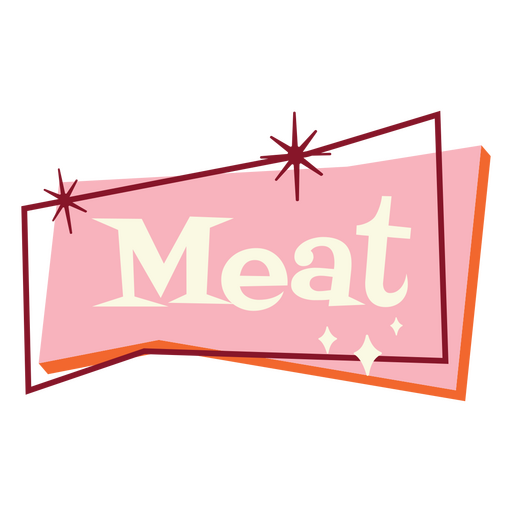 Cita retro de etiqueta de comida de carne