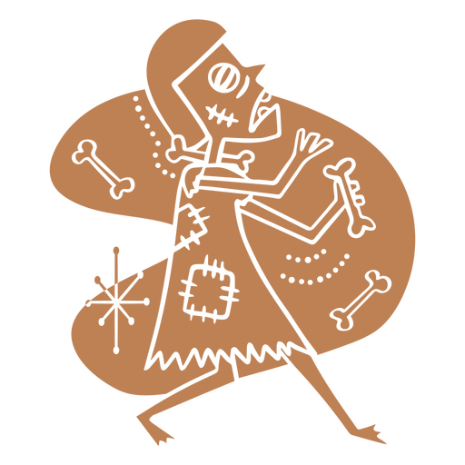 Mid century zombie cartoon character PNG Design