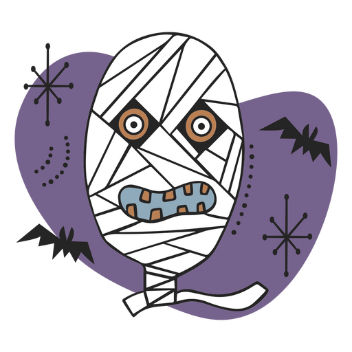 Icono de dibujos animados de cabeza de momia Diseño PNG