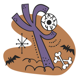 Mão de desenho animado de Halloween segurando o olho Desenho PNG