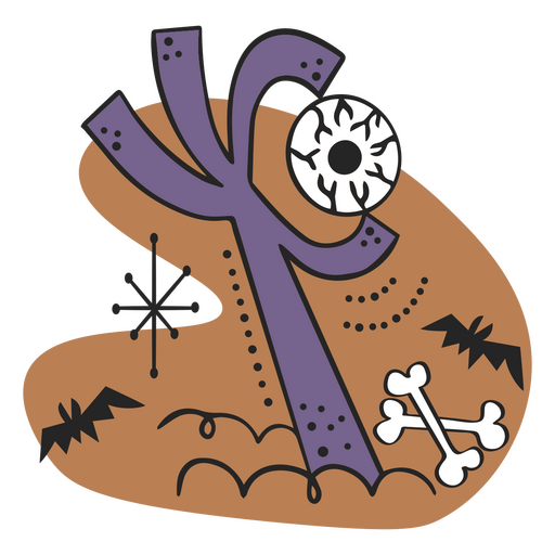 Halloween cartoon hand holding eye PNG Design