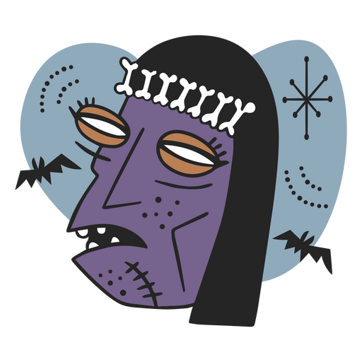 Spooky zombie woman cartoon character PNG Design