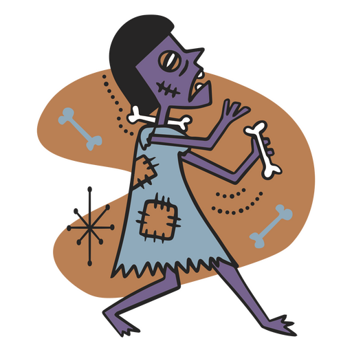Zombie mid century cartoon character PNG Design