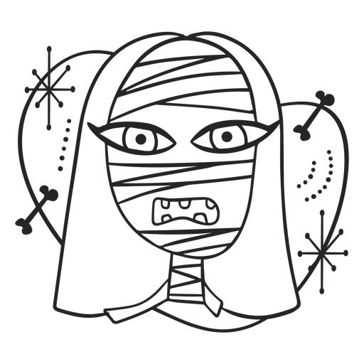 Halloween-Karikatur der Zombiefrau Mitte des Jahrhunderts PNG-Design