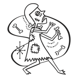 Zombie Frau Mitte des Jahrhunderts Zeichentrickfigur PNG-Design