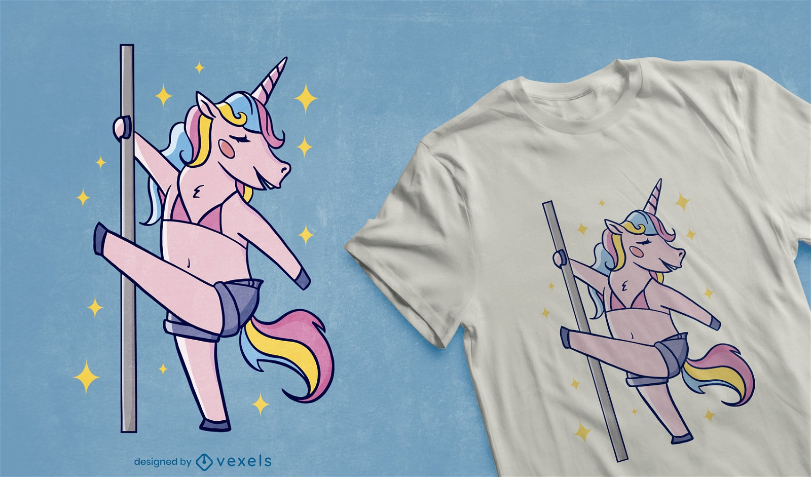 Cute unicorn pole-dancing t-shirt design
