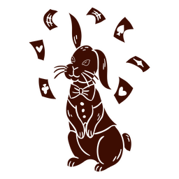 Lindo conejo mago con cartas voladoras Diseño PNG