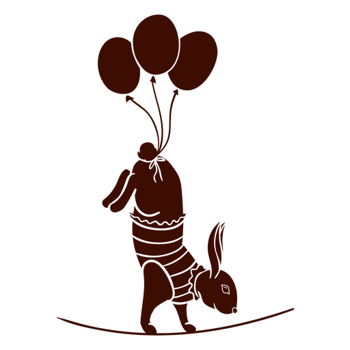 Circus rabbit handstand on tightrope with balloons PNG Design