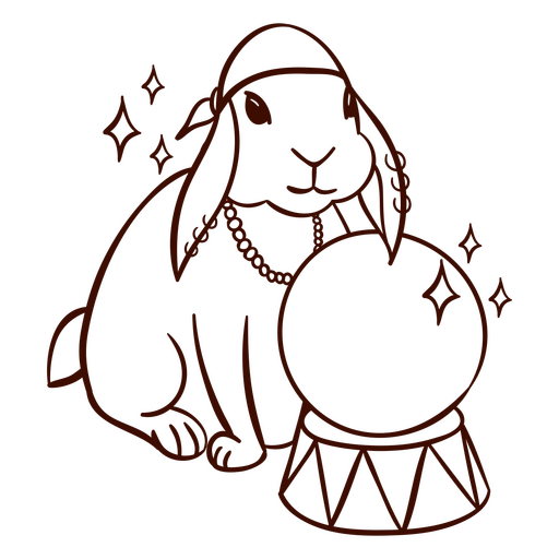 Little psychic rabbit with crystal ball PNG Design