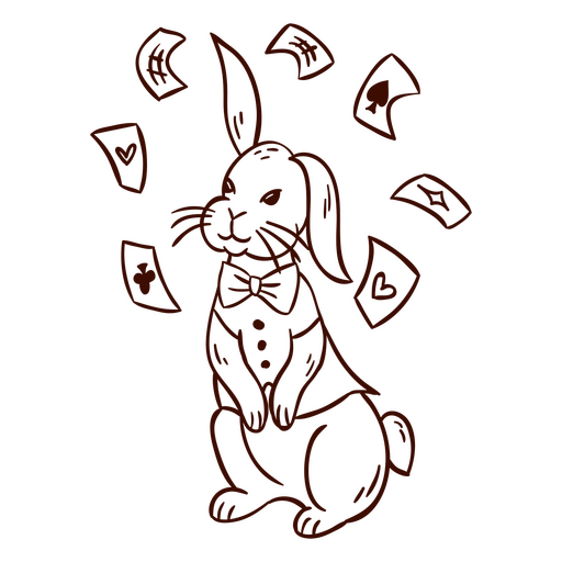 Magician rabbit flying cards PNG Design